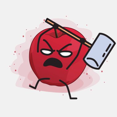 İzole Arkaplan Üzerine Şirin Elma Vektör Karakteri Çizimi