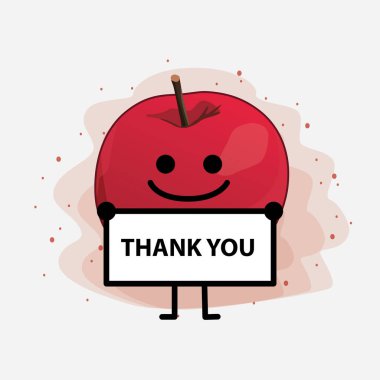 İzole Arkaplan Üzerine Şirin Elma Vektör Karakteri Çizimi