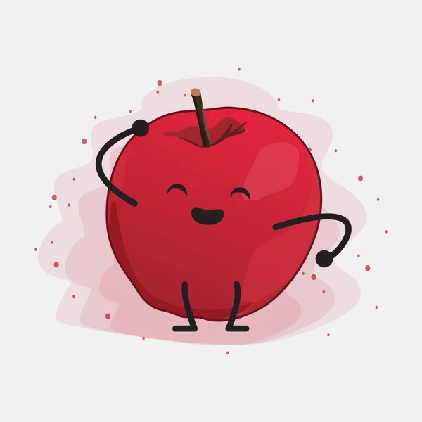 Ilustración Linda Del Carácter Del Vector Apple Fondo Aislado — Vector de stock