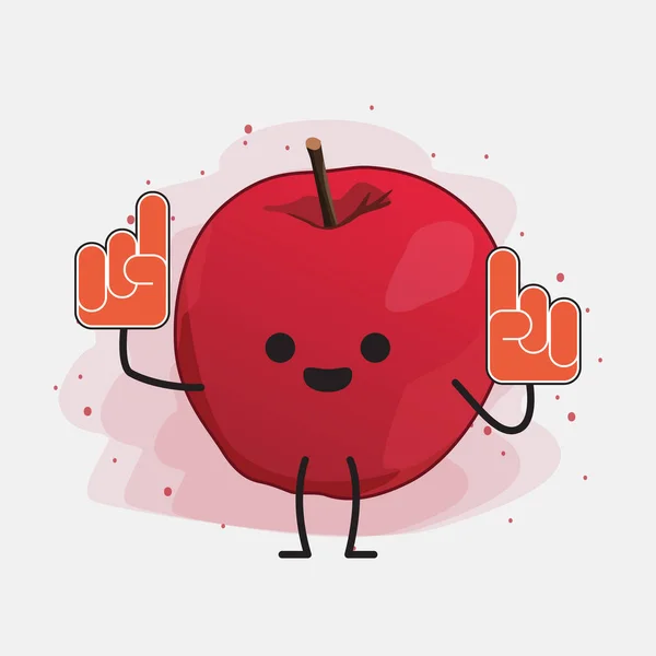 Cute Apple Wektor Ilustracji Znaków Odosobnionym Tle — Wektor stockowy