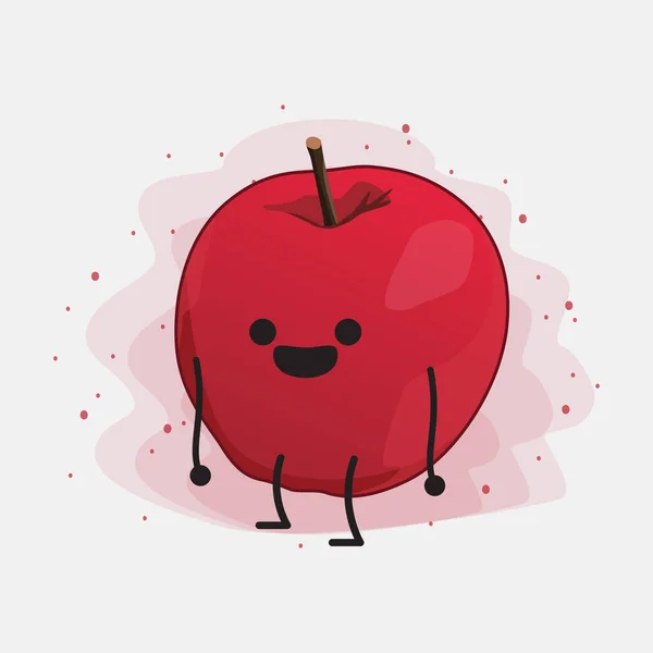 Cute Apple Wektor Ilustracji Znaków Odosobnionym Tle — Wektor stockowy