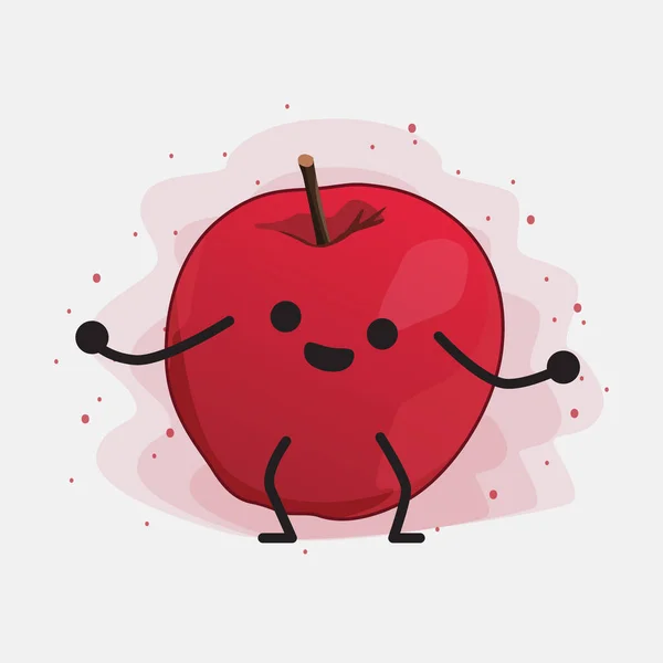 Illustration Personnage Vectoriel Pomme Mignon Sur Fond Isolé — Image vectorielle