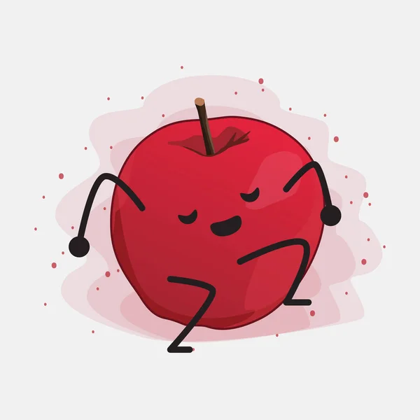 Niedliche Apple Vector Character Illustration Auf Isoliertem Hintergrund — Stockvektor