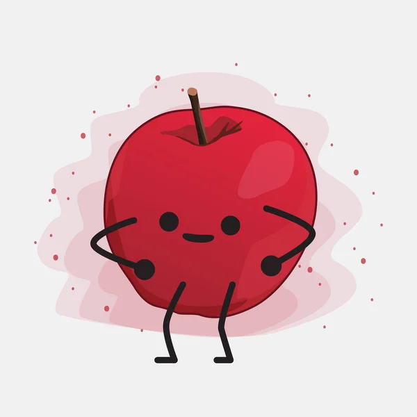 Cute Apple Wektor Ilustracji Znaków Odosobnionym Tle — Wektor stockowy