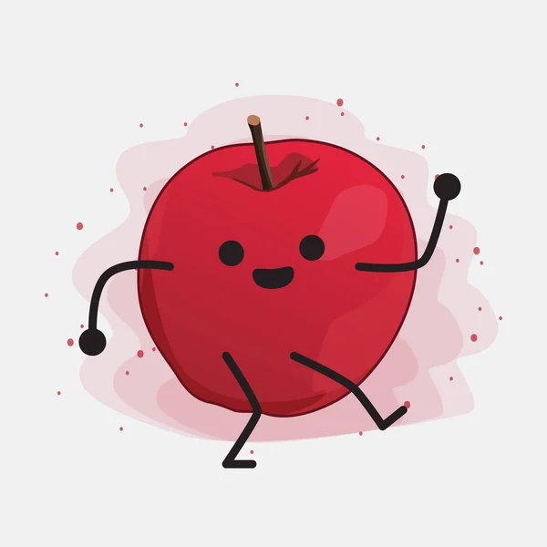 Cute Apple Wektor Ilustracji Znaków Odosobnionym Tle — Wektor stockowy