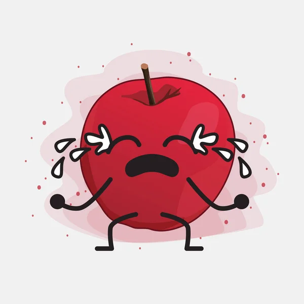 Niedliche Apple Vector Character Illustration Auf Isoliertem Hintergrund — Stockvektor