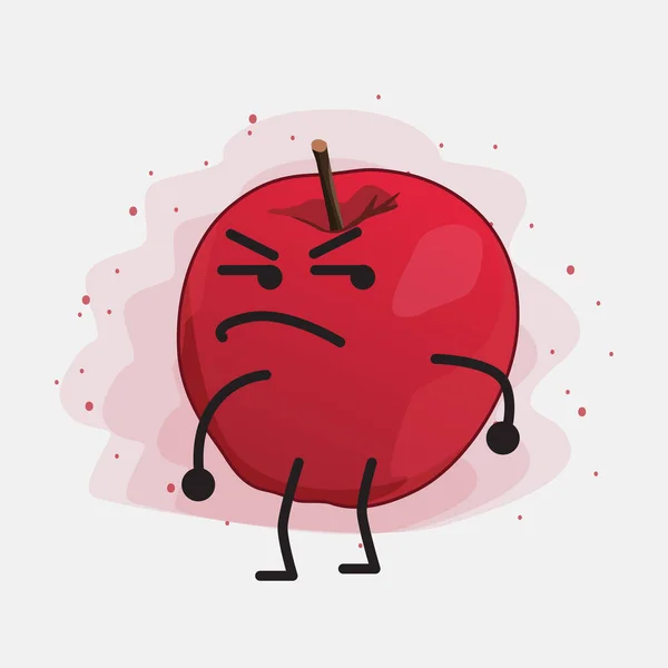 Niedliche Apple Vector Character Illustration Auf Isoliertem Hintergrund — Stockvektor