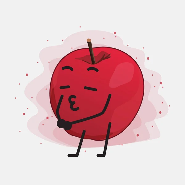 Illustration Personnage Vectoriel Pomme Mignon Sur Fond Isolé — Image vectorielle