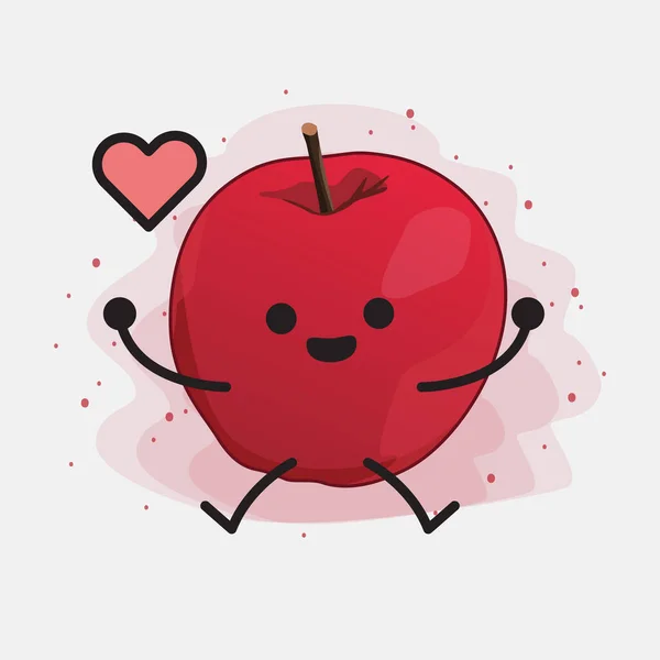 Illustration Personnage Vectoriel Pomme Mignon Sur Fond Isolé — Image vectorielle