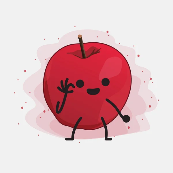 Cute Apple Wektor Ilustracji Znaków Odosobnionym Tle — Wektor stockowy