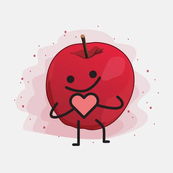 Cute Apple Wektor Ilustracji Znaków Odosobnionym Tle — Wektor stockowy