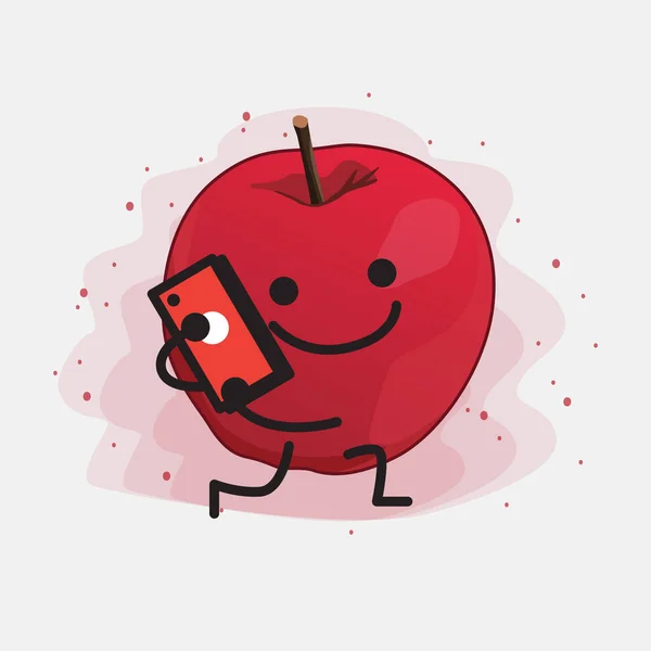 Illustration Personnage Vectoriel Pomme Mignon Sur Fond Isolé — Image vectorielle