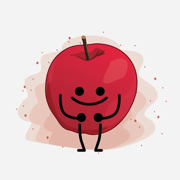 Cute Apple Wektor Ilustracji Znaków Odosobnionym Tle — Wektor stockowy