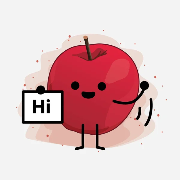 Niedliche Apple Vector Character Illustration Auf Isoliertem Hintergrund — Stockvektor