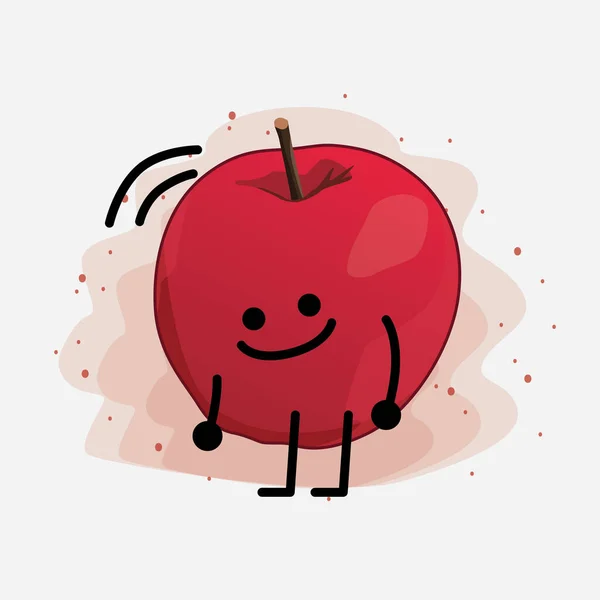 Niedliche Apple Vector Character Illustration Auf Isoliertem Hintergrund — Stockvektor