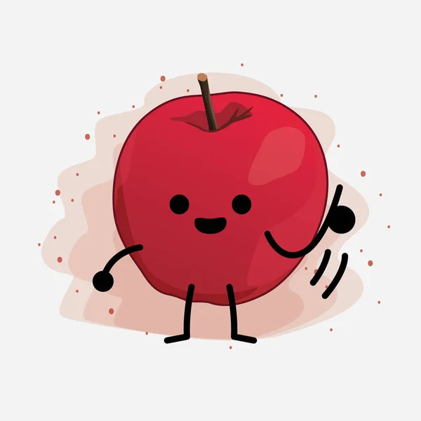 Cute Apple Wektor Ilustracji Znaków Odosobnionym Tle — Wektor stockowy