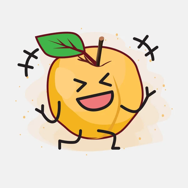 Yellow Apricot Fruit Cute Vector Character Illustration — Stock Vector