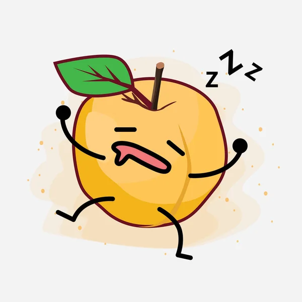 Ilustrasi Karakter Vektor Cute Buah Aprikot Kuning - Stok Vektor