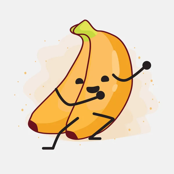 Une Illustration Caractère Vecteur Mignon Fruits Banane — Image vectorielle