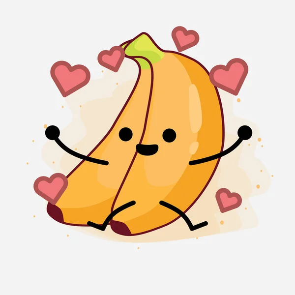 Ilustracja Cute Banan Owoc Wektor Charakter — Wektor stockowy