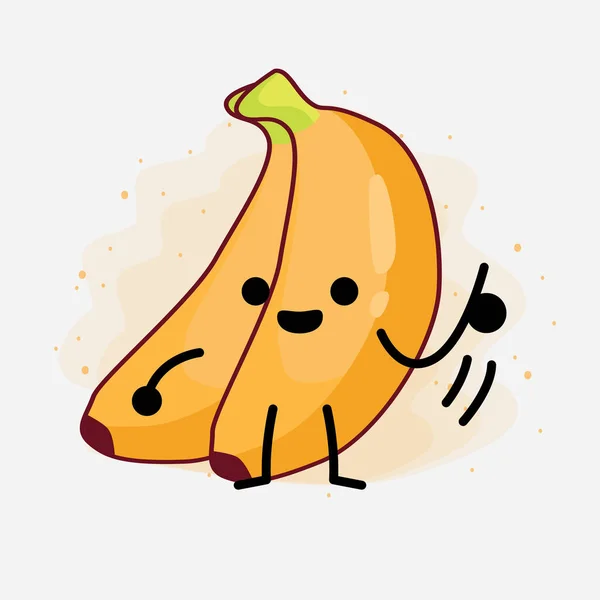 Illustration Söt Banan Frukt Vektor Karaktär — Stock vektor