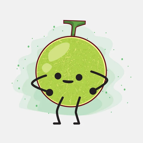 Une Illustration Mignon Cantaloup Melon Vector Caractère — Image vectorielle