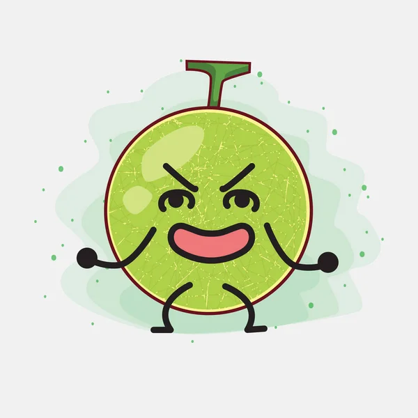 Illustration Cute Cantaloupe Melon Vector Character — Stock Vector