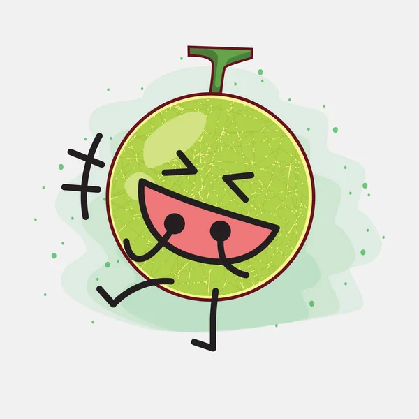 Illustration Cute Cantaloupe Melon Vector Character — стоковый вектор