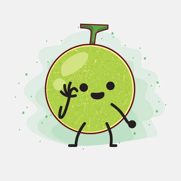 Illustration Cute Cantaloupe Melon Vector Character — стоковый вектор