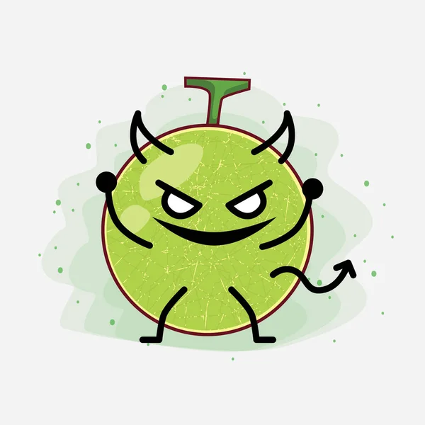 Una Ilustración Del Lindo Personaje Vectorial Melón Cantalupo — Vector de stock