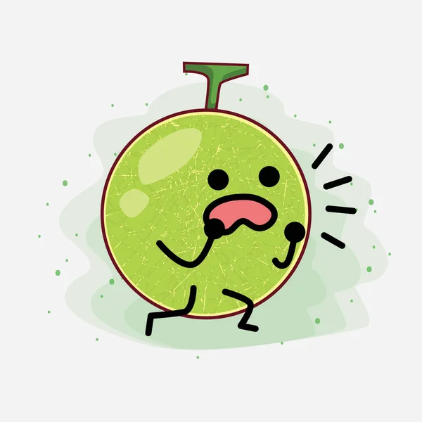 Une Illustration Mignon Cantaloup Melon Vector Caractère — Image vectorielle