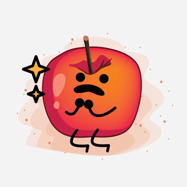 Illustrazione Del Carino Granchio Apple Vector Character — Vettoriale Stock
