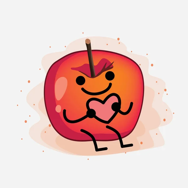 Illustrazione Del Carino Granchio Apple Vector Character — Vettoriale Stock
