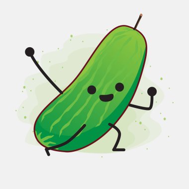 Şirin Salatalık Meyve Vektörü Çizimi