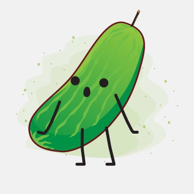 Şirin Salatalık Meyve Vektörü Çizimi