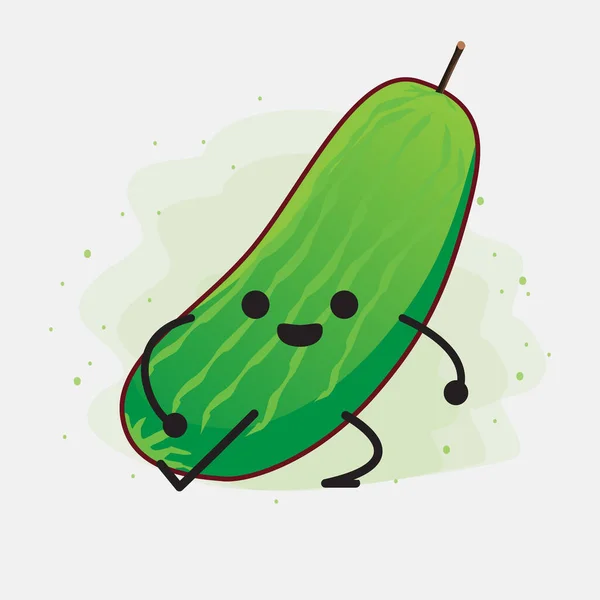 Una Ilustración Del Lindo Vector Carácter Fruta Pepino — Archivo Imágenes Vectoriales