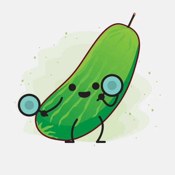 Uma Ilustração Cute Cucumber Fruit Character Vector — Vetor de Stock