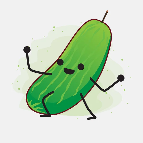 Uma Ilustração Cute Cucumber Fruit Character Vector — Vetor de Stock