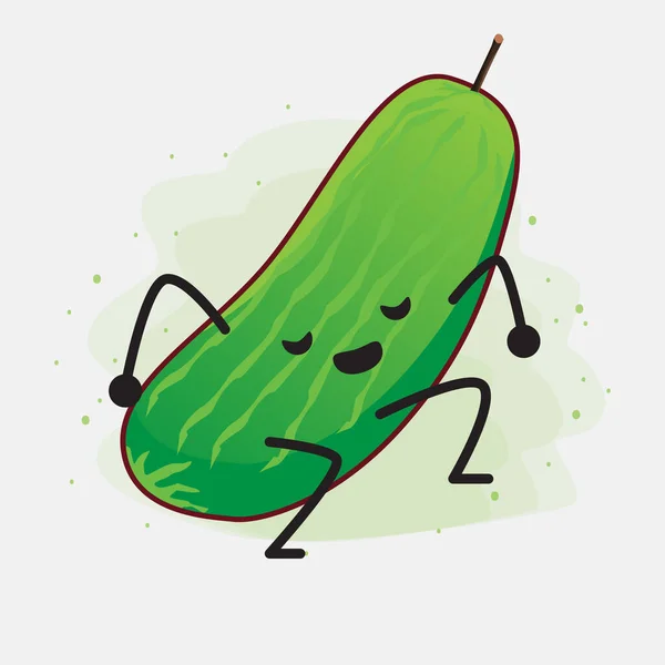 Uma Ilustração Cute Cucumber Fruit Character Vector — Vetor de Stock