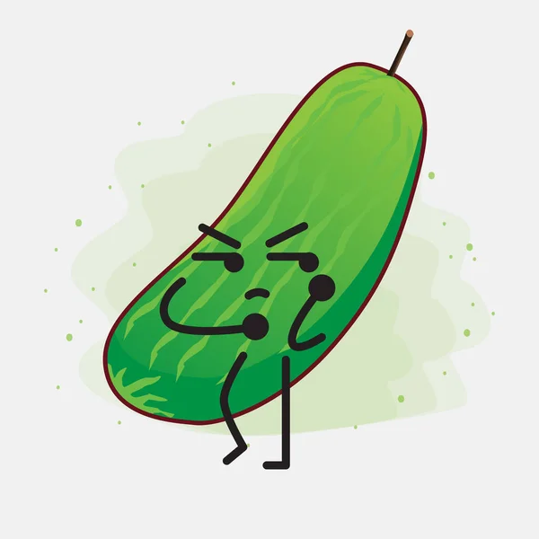 Uma Ilustração Cute Cucumber Fruit Character Vector — Vetor de Stock