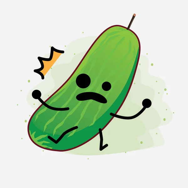 Illustration Cute Cucumber Fruit Character Vector — Stock Vector