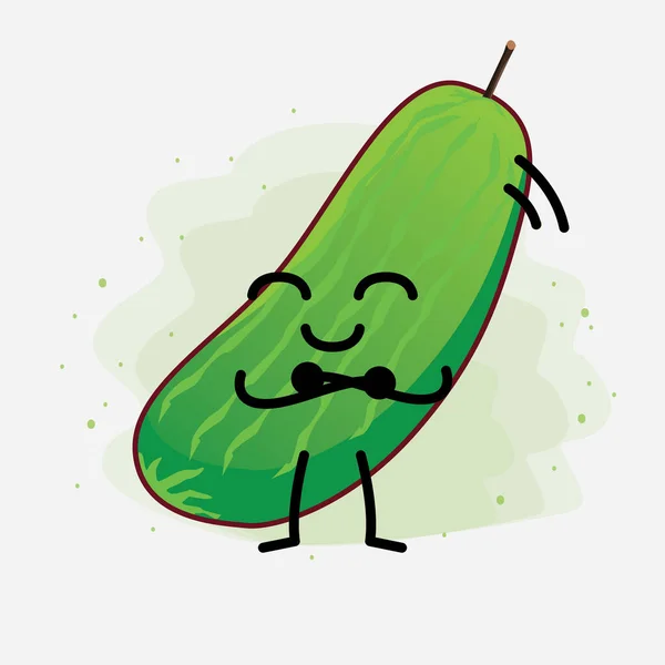 Uma Ilustração Cute Cucumber Fruit Character Vector — Vetor de Stock