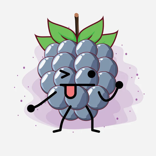 Uma Ilustração Caráter Bonito Fruto Dewberry — Vetor de Stock