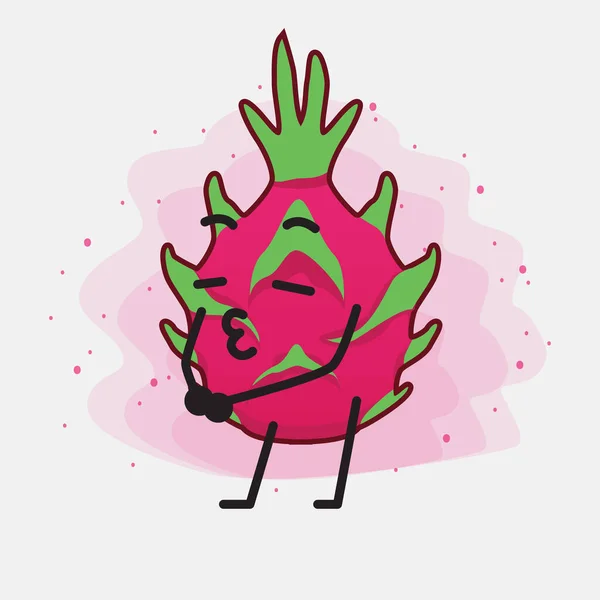 Illustrazione Del Personaggio Della Mascotte Della Frutta Del Drago Carino — Vettoriale Stock