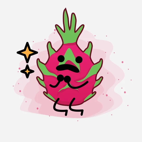 Illustration Cute Dragon Fruit Mascot Character — Stock Vector