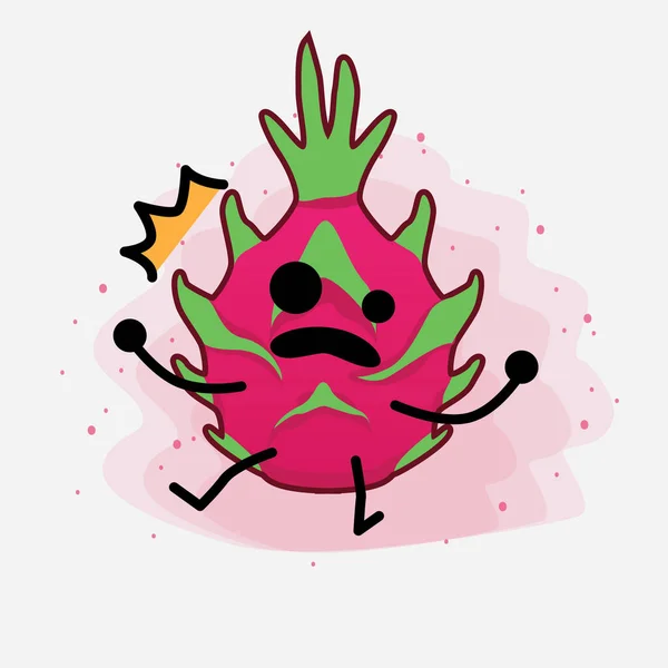 Een Illustratie Van Schattige Dragon Fruit Mascotte Karakter — Stockvector