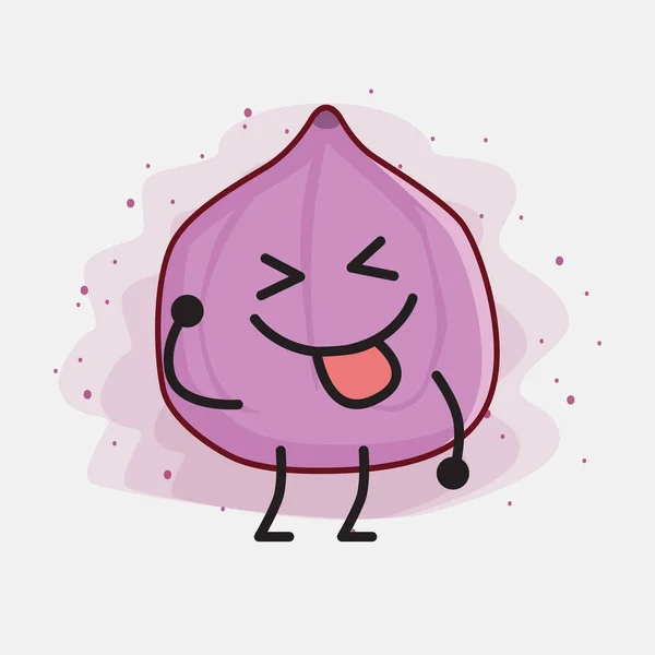 Una Ilustración Del Carácter Lindo Mascota Fruta Higuera — Vector de stock