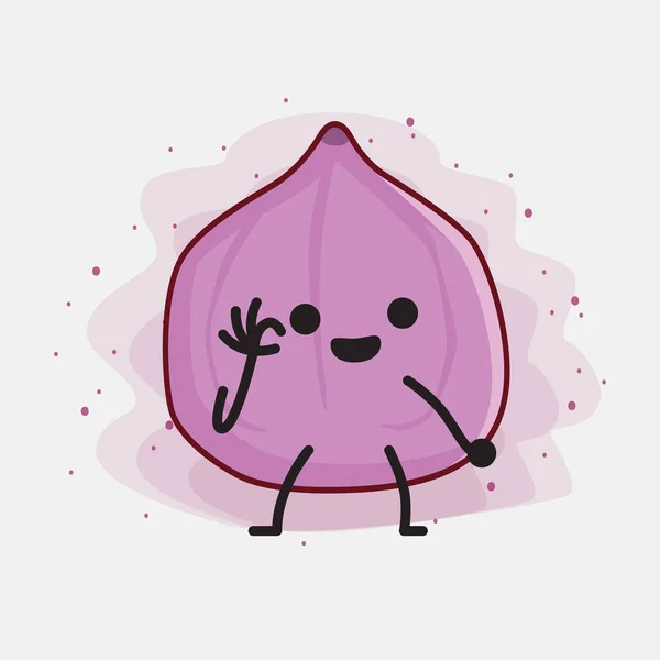 Une Illustration Personnage Mascotte Figue Fruit Mignon — Image vectorielle