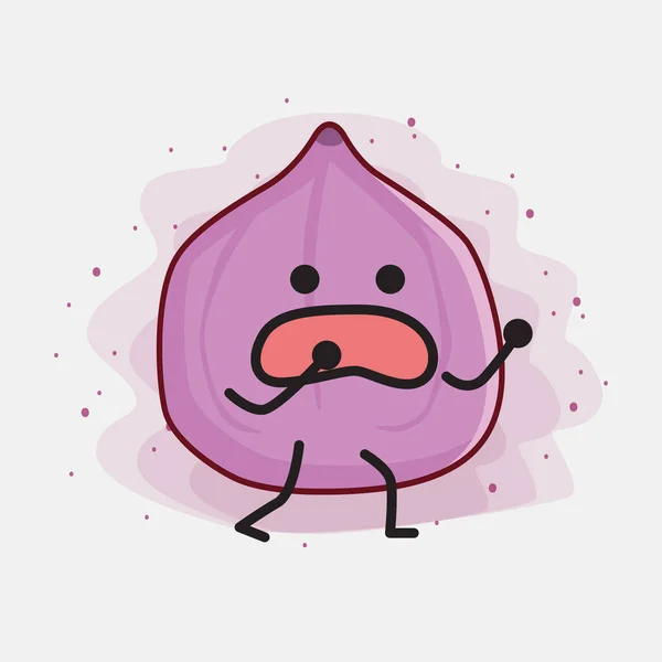 Una Ilustración Del Carácter Lindo Mascota Fruta Higuera — Vector de stock