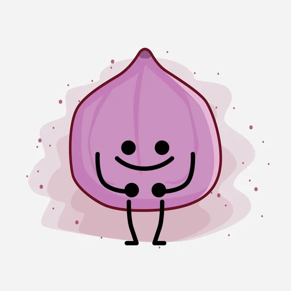 Une Illustration Personnage Mascotte Figue Fruit Mignon — Image vectorielle